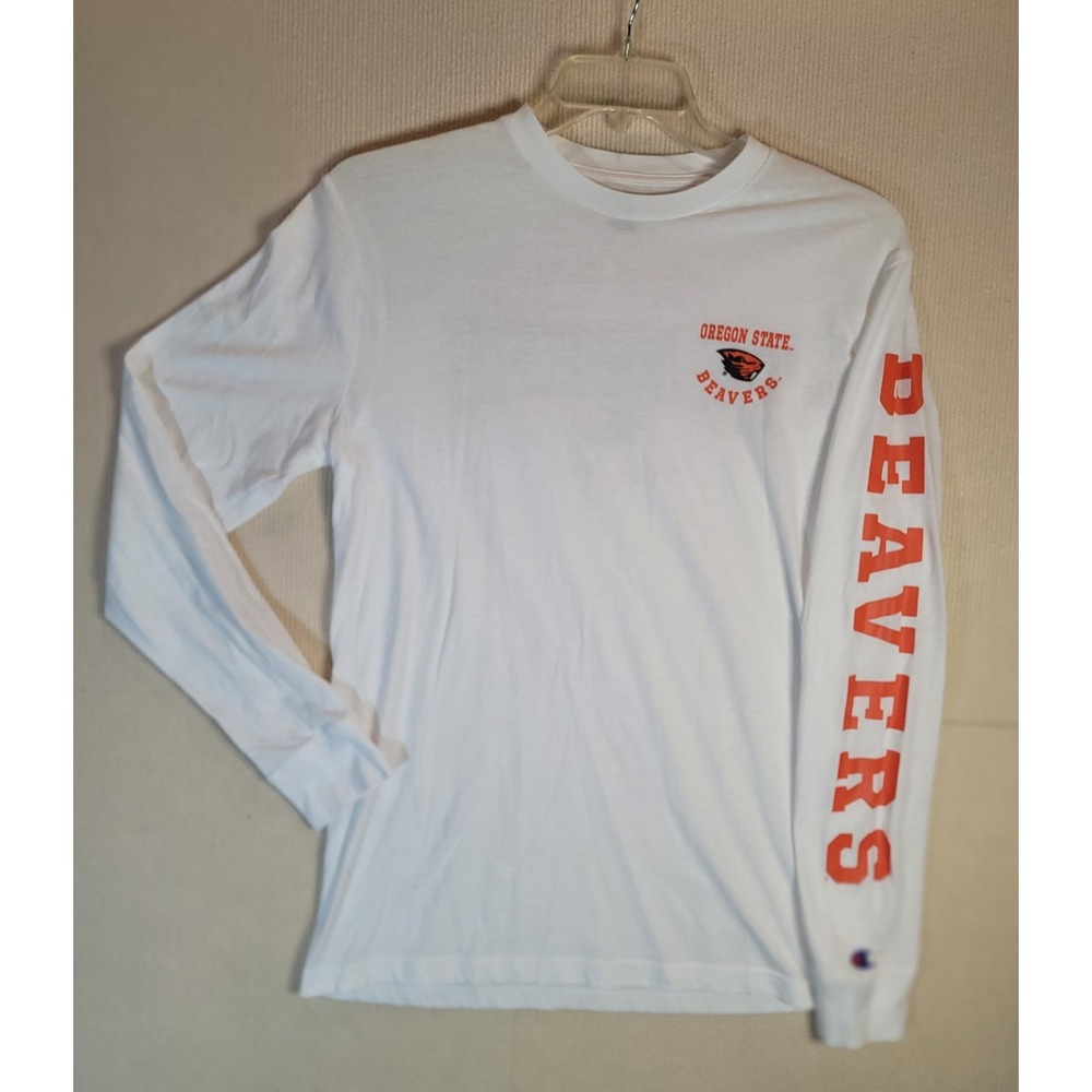 Oregon State Beavers long sleeve white shirt back hit on back size M champion